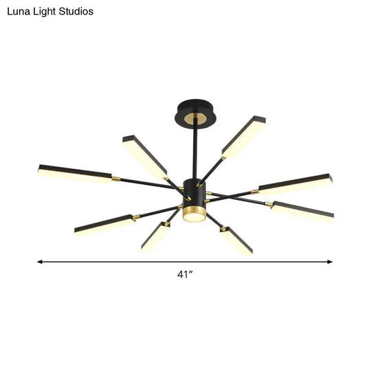 Sputnik Hanging Light Kit - Modern Metal Pendant Chandelier 6/8 Head Black Warm/White