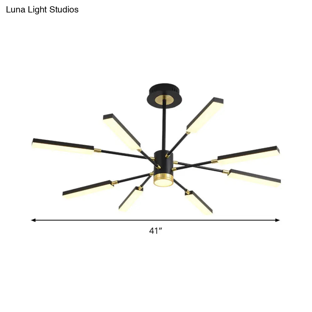 Modern Metal Sputnik Pendant Chandelier- 6/8 Head Hanging Light Kit In Warm/White