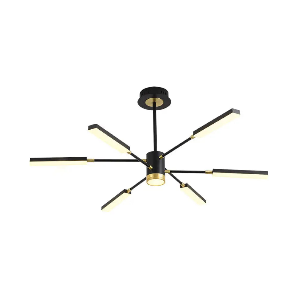 Modern Metal Sputnik Pendant Chandelier- 6/8 Head Hanging Light Kit In Warm/White 6 / Black White