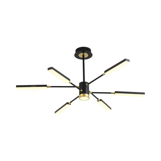 Modern Metal Sputnik Pendant Chandelier- 6/8 Head Hanging Light Kit In Warm/White 6 / Black White