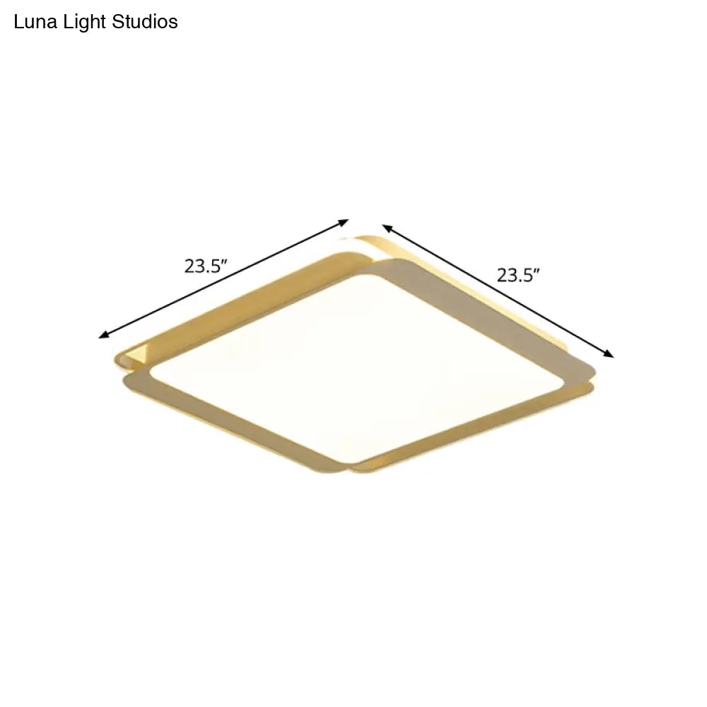 Modern Metal Square Ceiling Flush Mount Light - Led 18’/23.5’ W White Bedroom Lamp In Warm/White