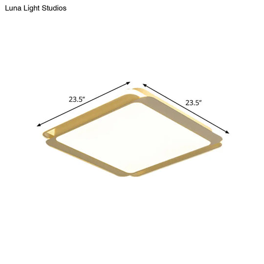 Modern Metal Square Ceiling Flush Mount Light - Led 18/23.5 W White Bedroom Lamp In Warm/White