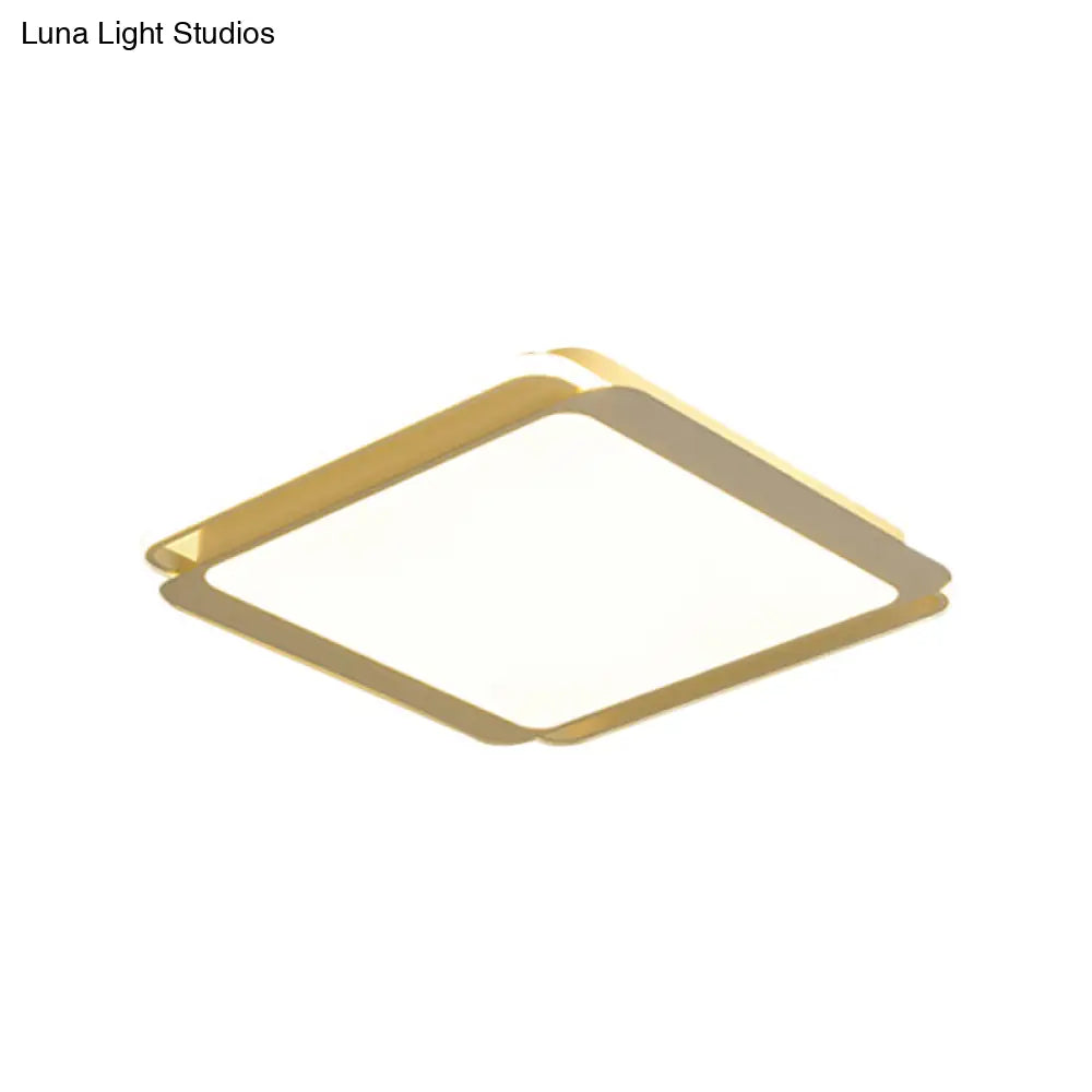 Modern Metal Square Ceiling Flush Mount Light - Led 18’/23.5’ W White Bedroom Lamp In Warm/White