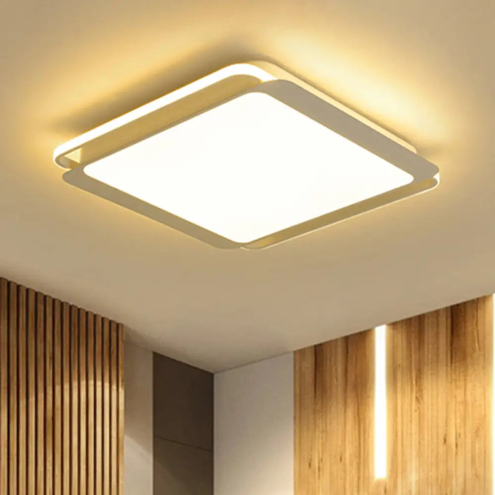 Modern Metal Square Ceiling Flush Mount Light - Led 18’/23.5’ W White Bedroom Lamp In