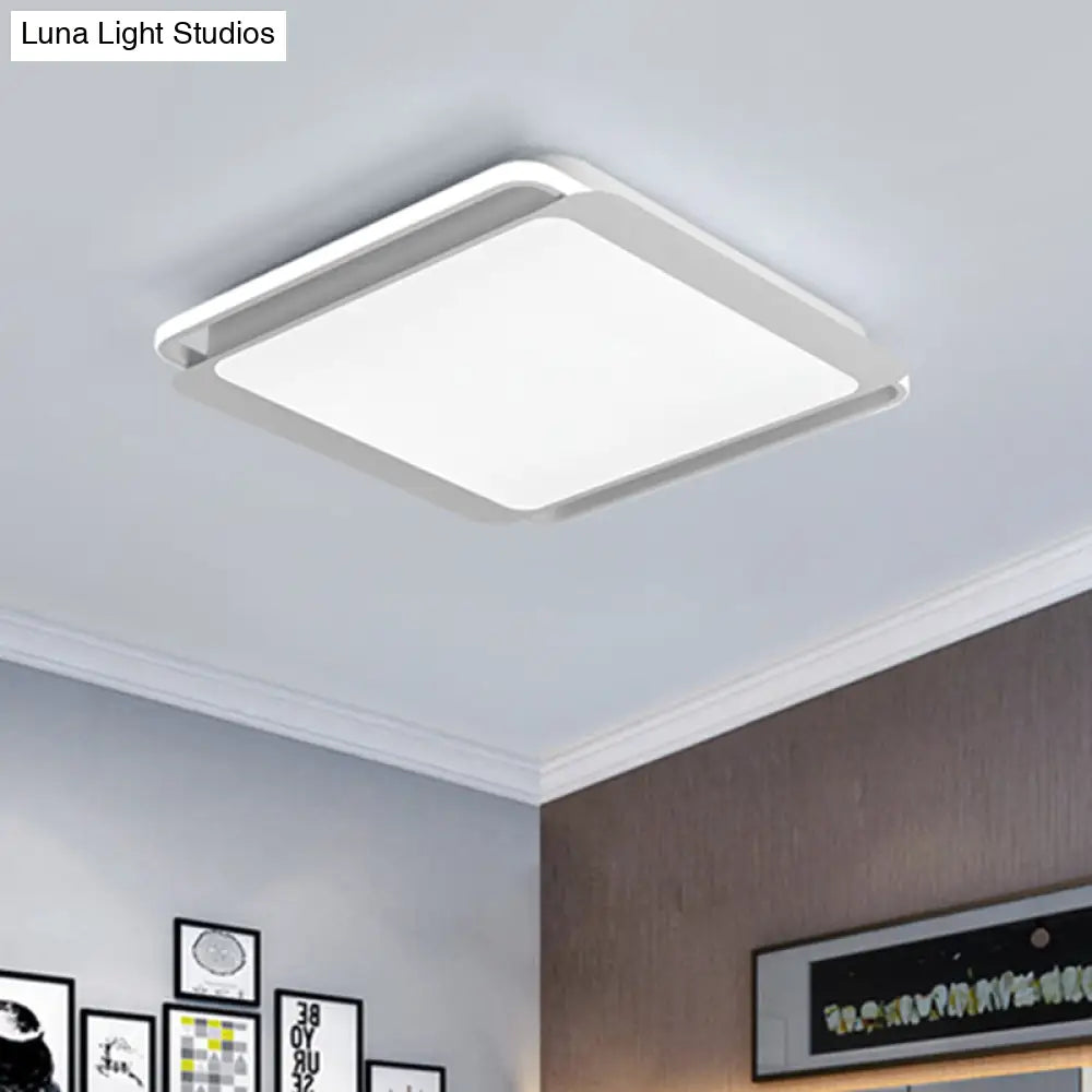 Modern Metal Square Ceiling Flush Mount Light - Led 18’/23.5’ W White Bedroom Lamp In Warm/White