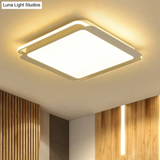 Modern Metal Square Ceiling Flush Mount Light - Led 18/23.5 W White Bedroom Lamp In Warm/White / 18