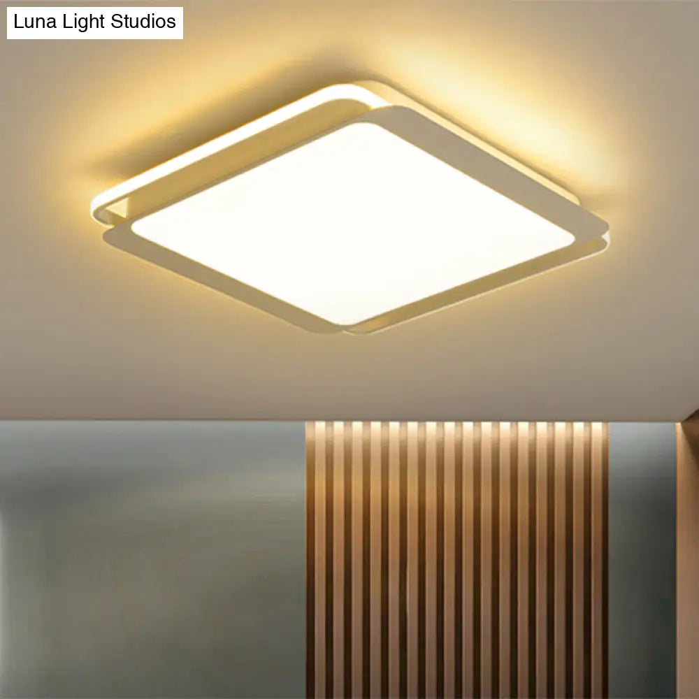 Modern Metal Square Ceiling Flush Mount Light - Led 18/23.5 W White Bedroom Lamp In Warm/White