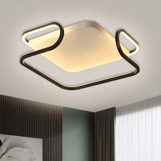 Modern Metal Square Flush Mount Led Ceiling Light (16’/19.5’) - Warm/White Bedroom Lighting