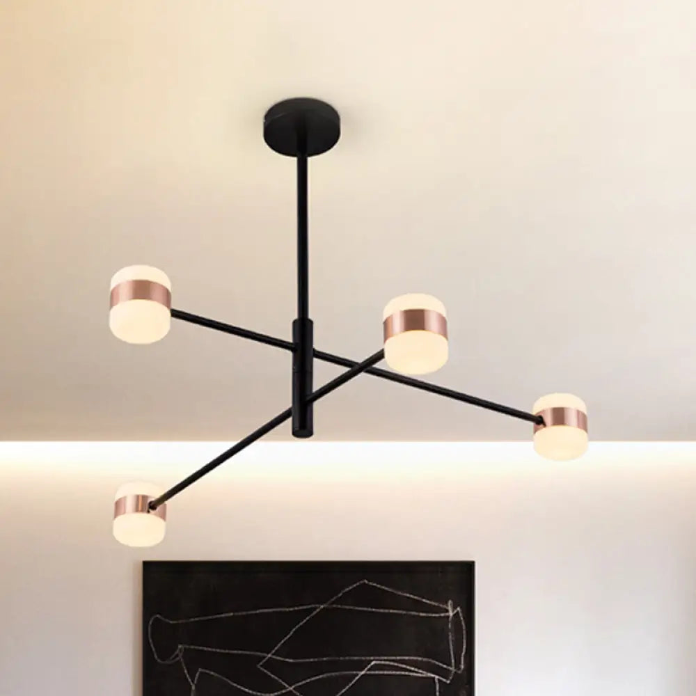 Modern Metal Starburst Chandelier Black Pendant Lighting With Warm/White Light (4/6/8 Lights) 4 /