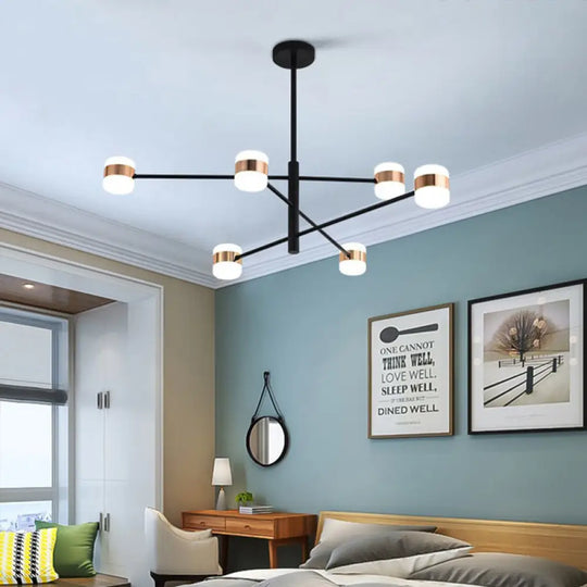 Modern Metal Starburst Chandelier Black Pendant Lighting With Warm/White Light (4/6/8 Lights) 6 /