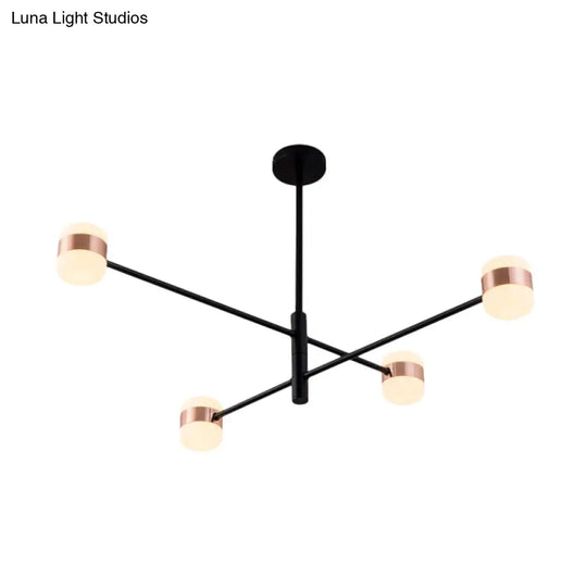 Modern Metal Starburst Chandelier Black Pendant Lighting With Warm/White Light (4/6/8 Lights)