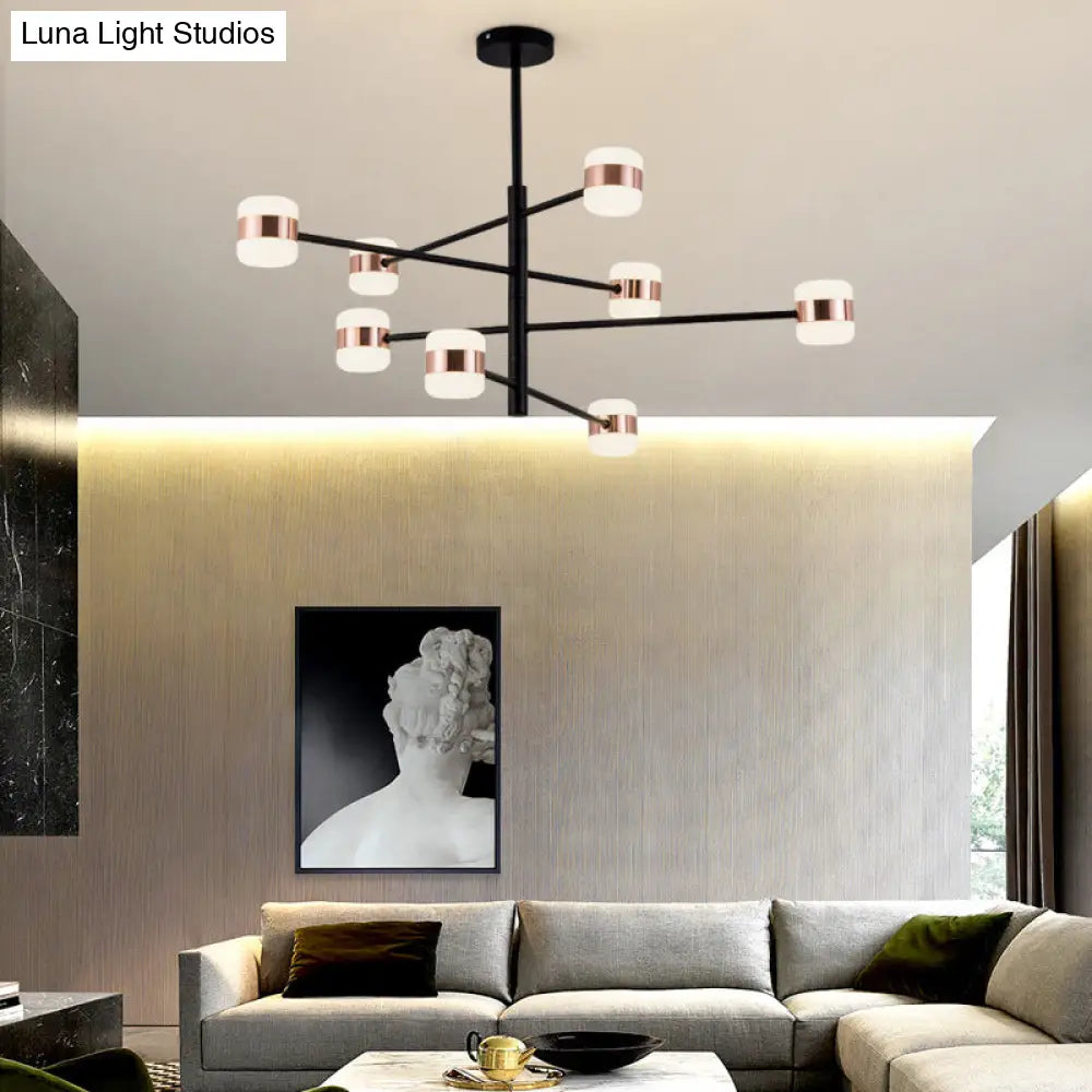 Modern Metal Starburst Chandelier Black Pendant Lighting With Warm/White Light (4/6/8 Lights)