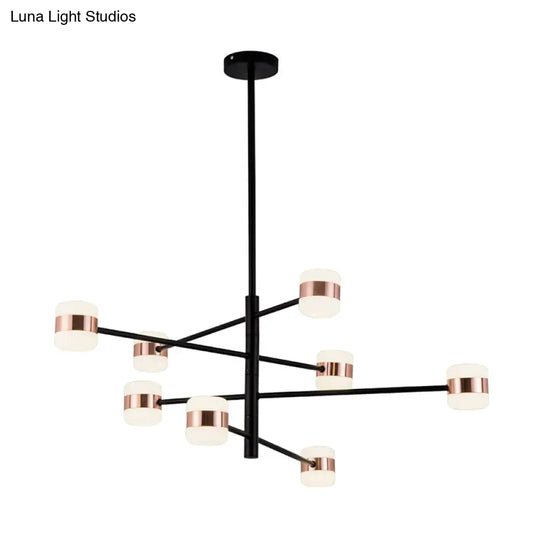 Modern Metal Starburst Chandelier Black Pendant Lighting With Warm/White Light (4/6/8 Lights)