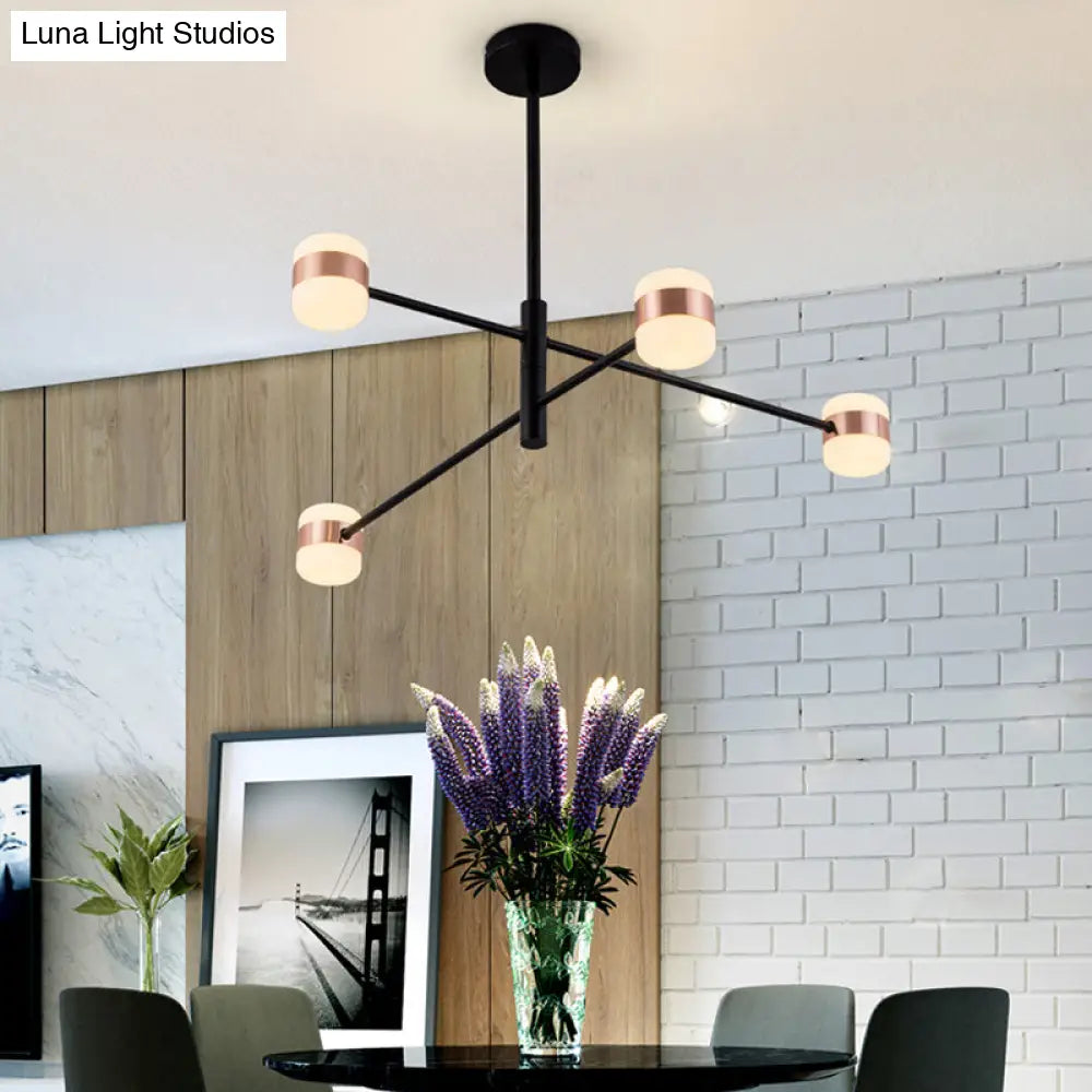 Modern Metal Starburst Chandelier Black Pendant Lighting With Warm/White Light (4/6/8 Lights)