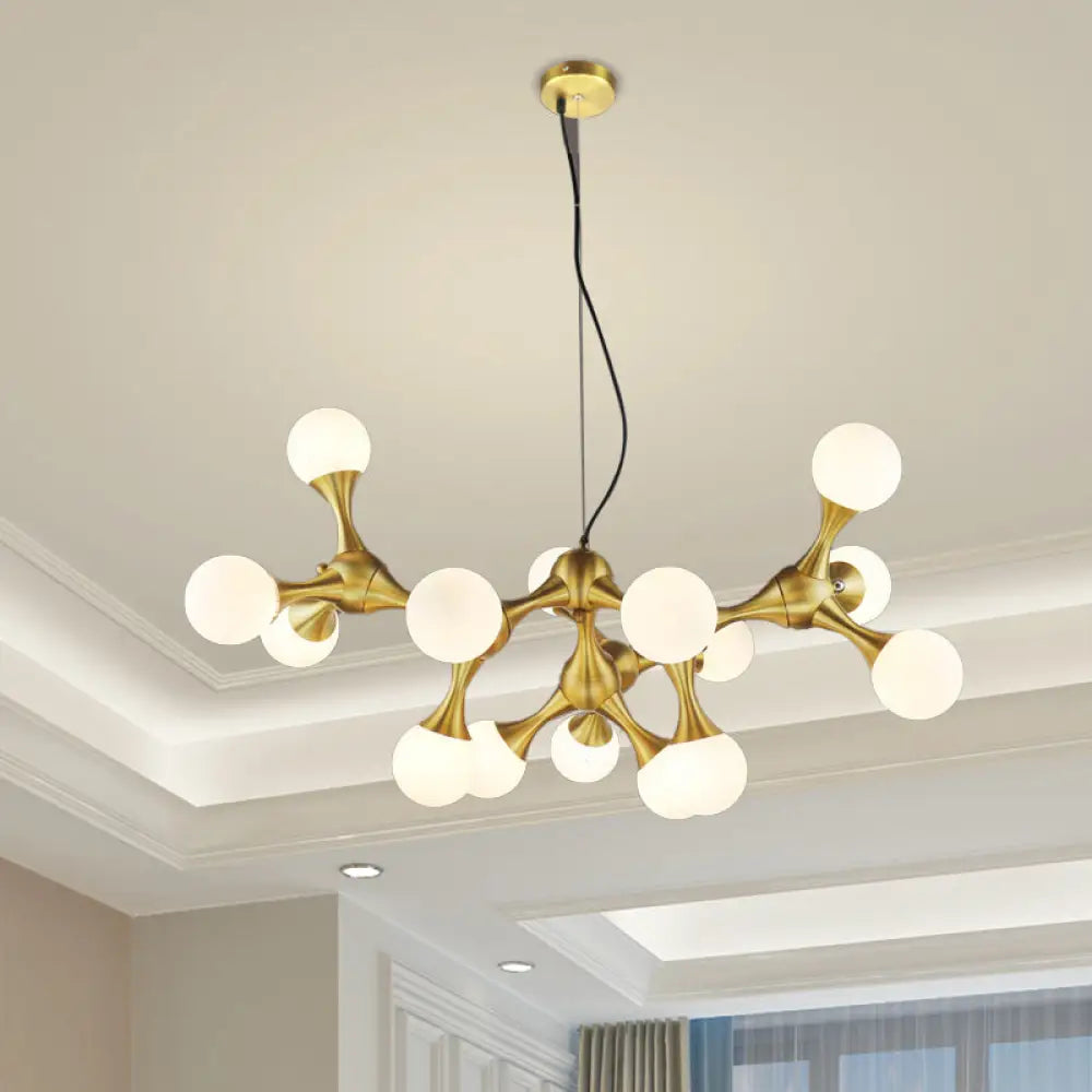 Modern Metal Starburst Chandelier With Glass Globe Shade - Available In 5/9/15 Lights 15 / Brass