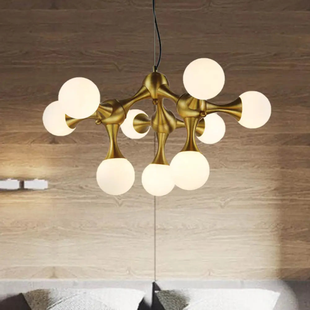 Modern Metal Starburst Chandelier With Glass Globe Shade - Available In 5/9/15 Lights 9 / Brass