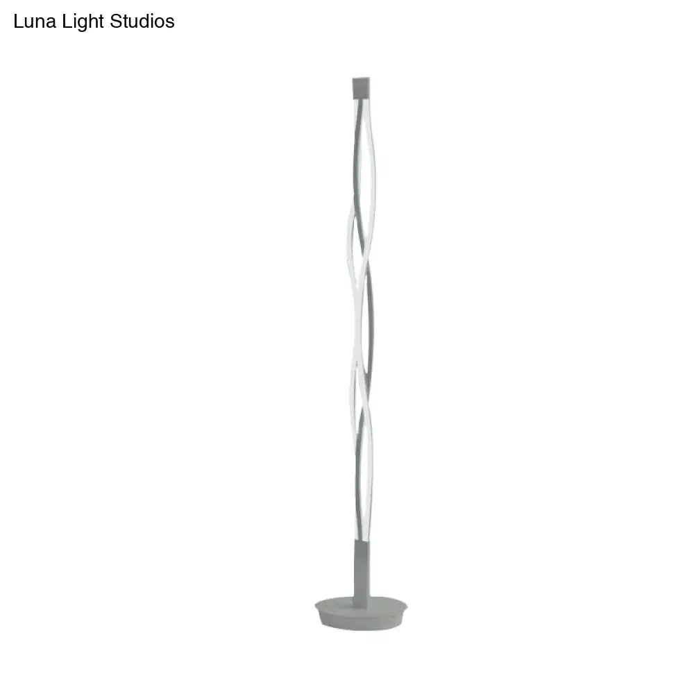 Modern Metal Stick Lamp: Black/White Led Nordic Floor Lighting With Spiral Design In