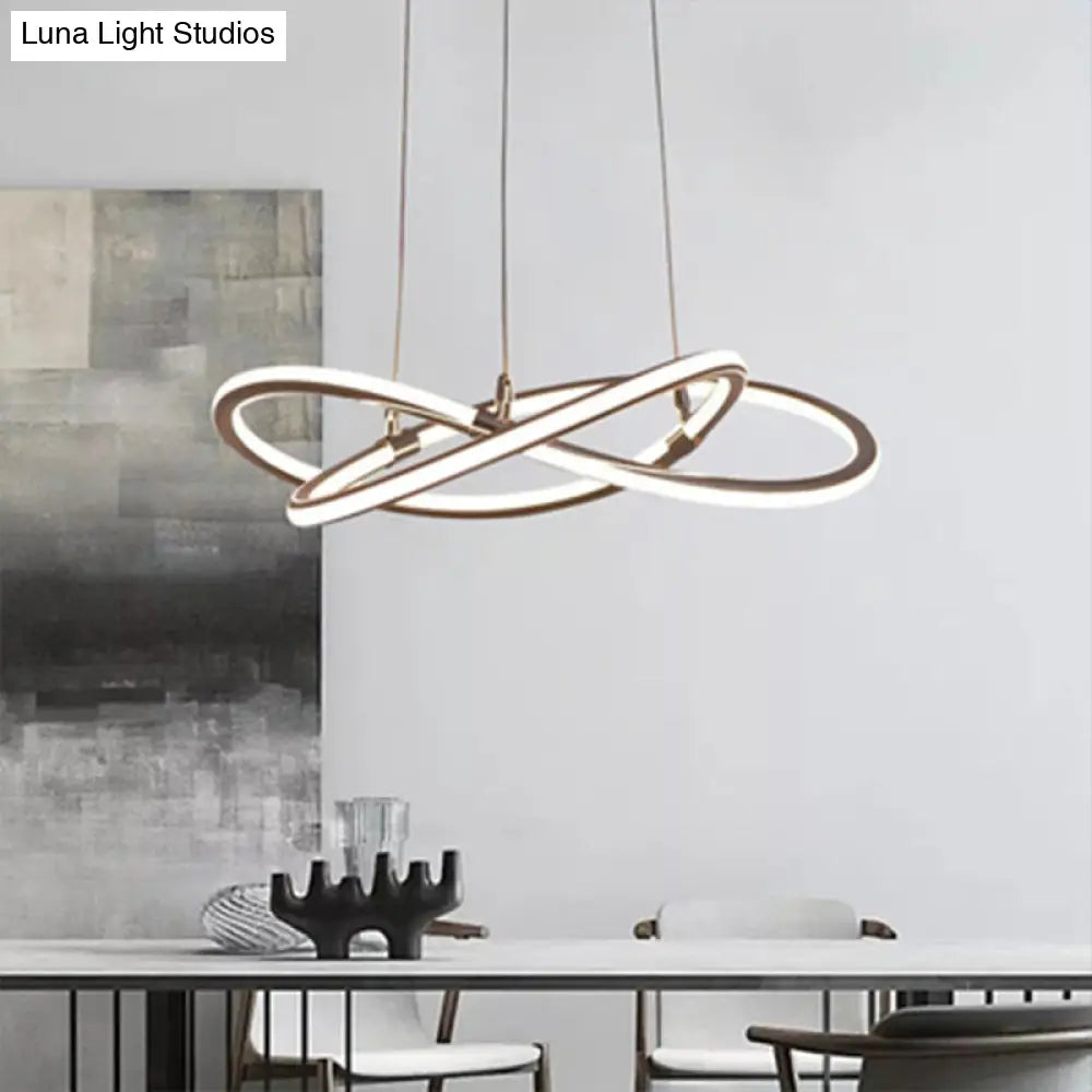 Modern Metal Strip Chandelier Pendant Light With Hanging Cord For Restaurants