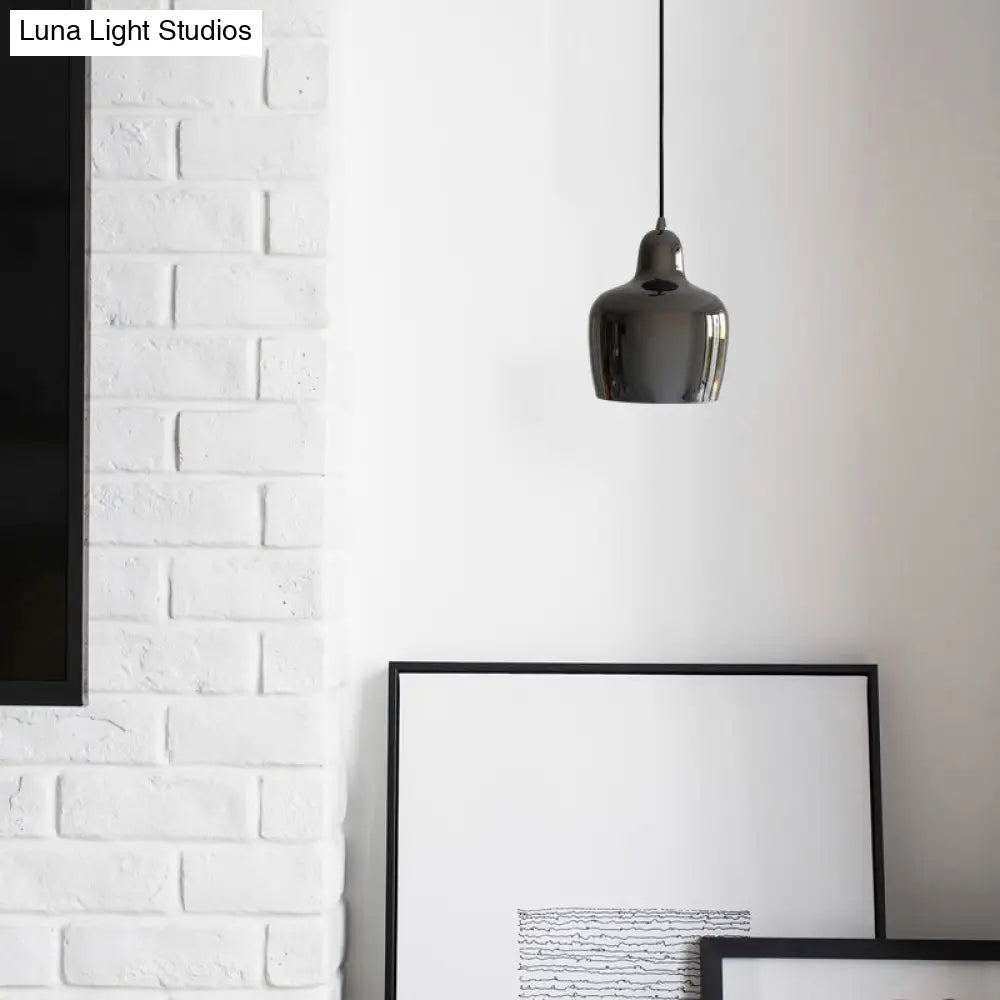 Modern Urn Shaped Metal Suspension Light - 1-Light Pendant For Restaurants Black