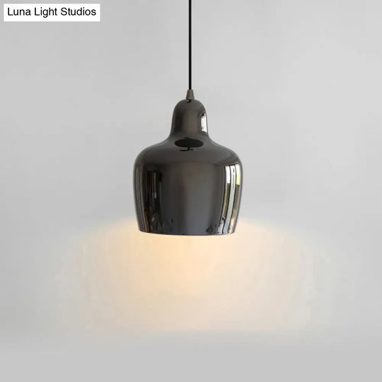 Modern Urn Shaped Metal Suspension Light - 1-Light Pendant For Restaurants