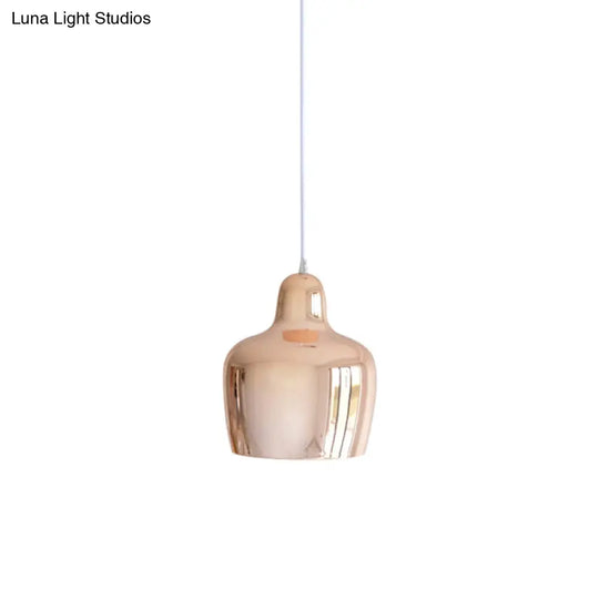 Modern Urn Shaped Metal Suspension Light - 1-Light Pendant For Restaurants Rose Gold