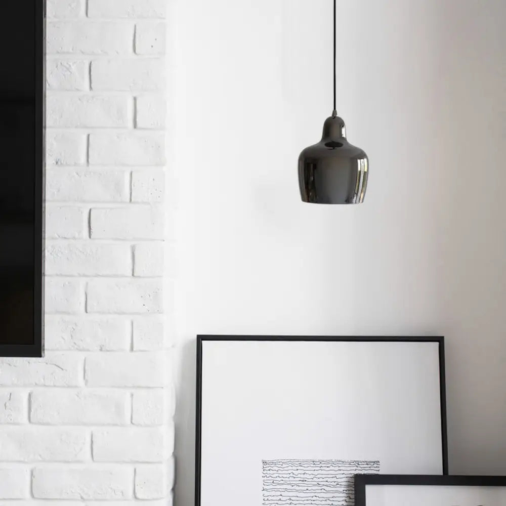 Modern Metal Suspension Pendant Light - Urn Shape Ideal For Restaurants Black