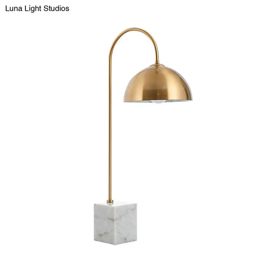 Modern Metal Table Lamp With Brass Finish And White Marble Base