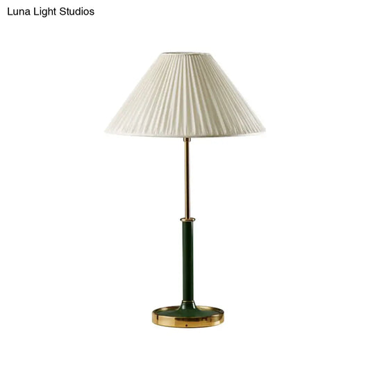 Modern Metal Table Lamp With Empire Shade - 1 Light White Fabric Nightlight For Living Room