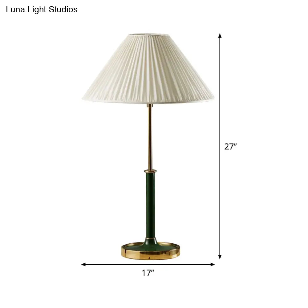 Modern Metal Table Lamp With Empire Shade - 1 Light White Fabric Nightlight For Living Room