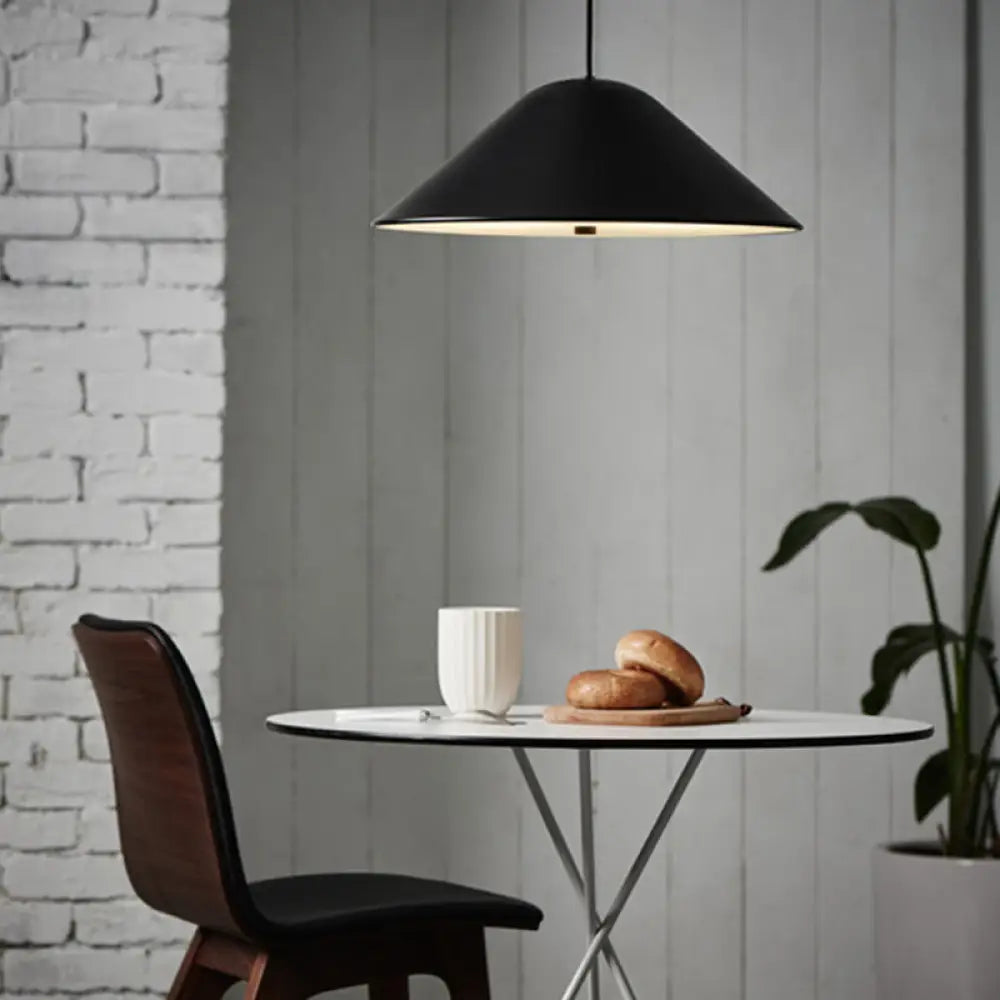 Modern Metal Tapered Suspension Light In Matte Black Polished Chrome And Rose Gold For Dining Room