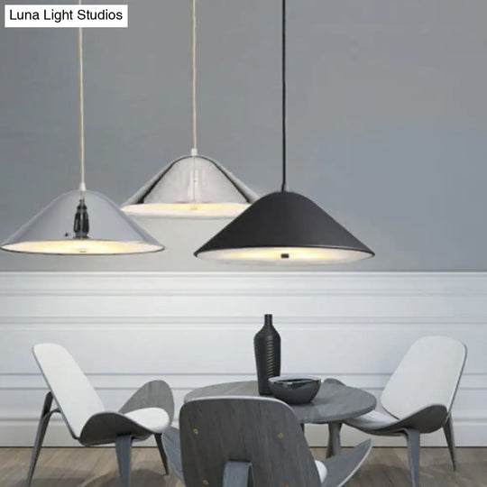 Modern Tapered Suspension Light In Matte Black Chrome And Rose Gold Finish - Perfect For Dining Room