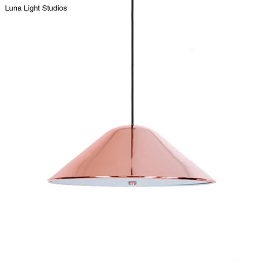 Modern Metal Tapered Suspension Light In Matte Black Polished Chrome And Rose Gold For Dining Room