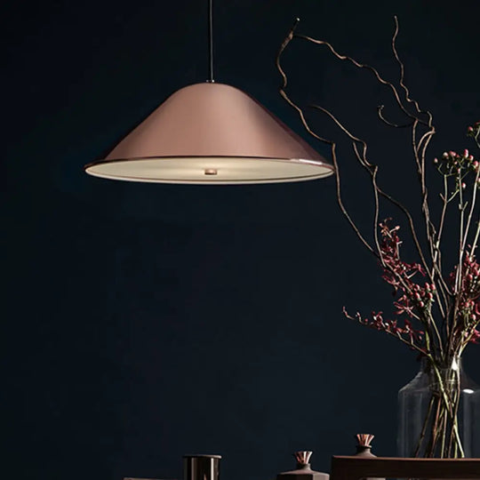 Modern Metal Tapered Suspension Light In Matte Black Polished Chrome And Rose Gold For Dining Room