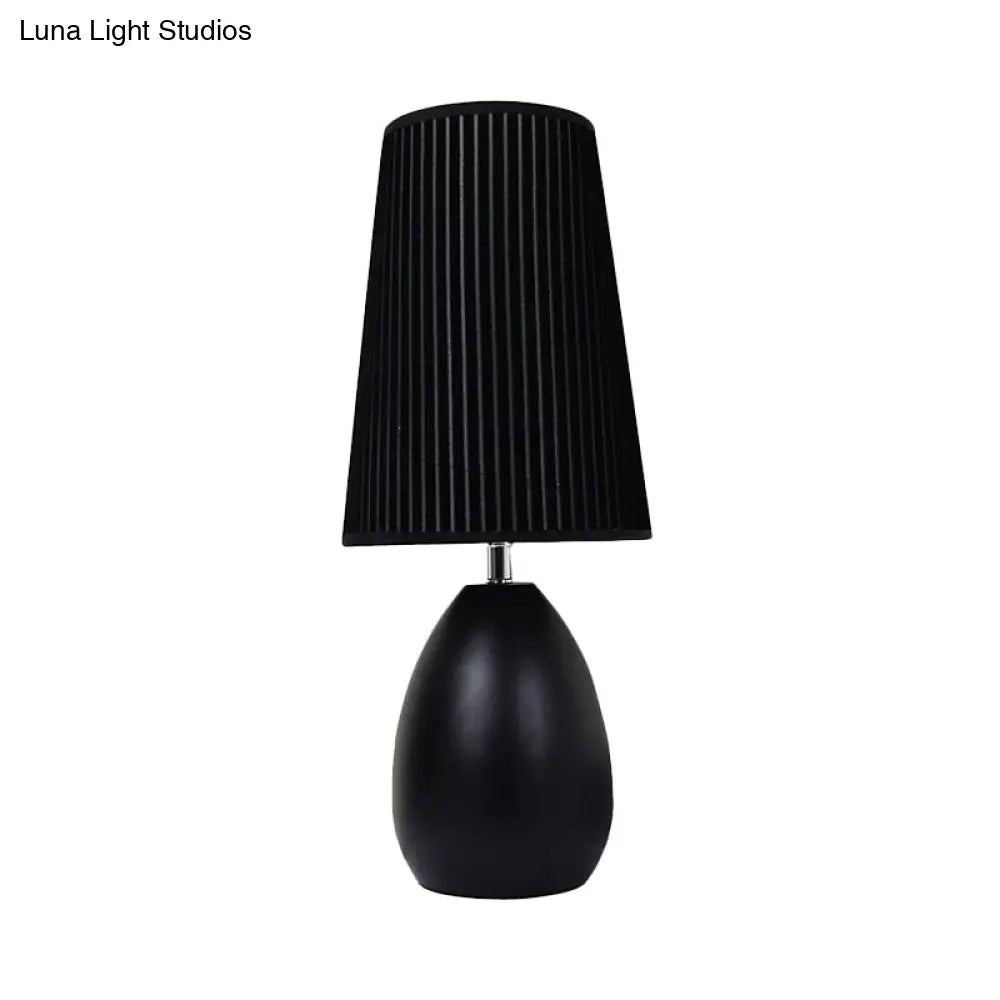 Modern Metal Teardrop Desk Lamp With Black Fabric Shade