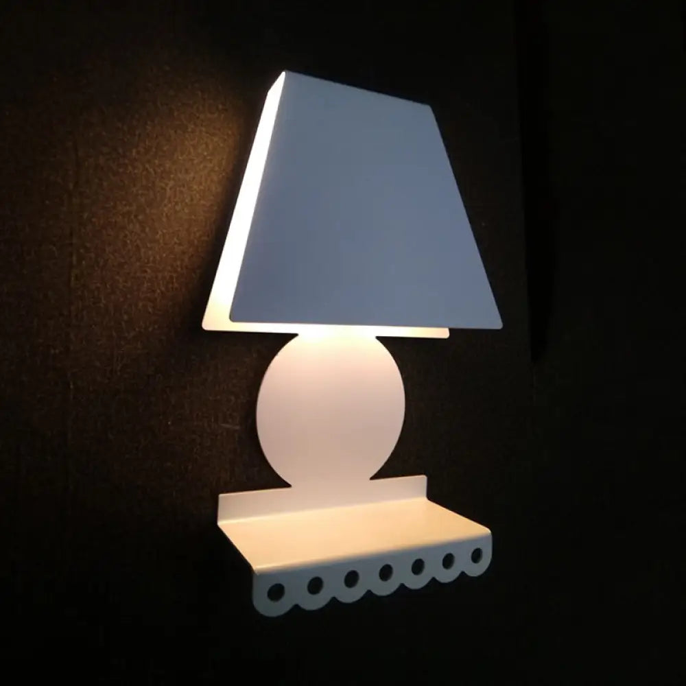 Modern Metal Trapezoid Wall Sconce Light For Bedroom - White Lighting Fixture