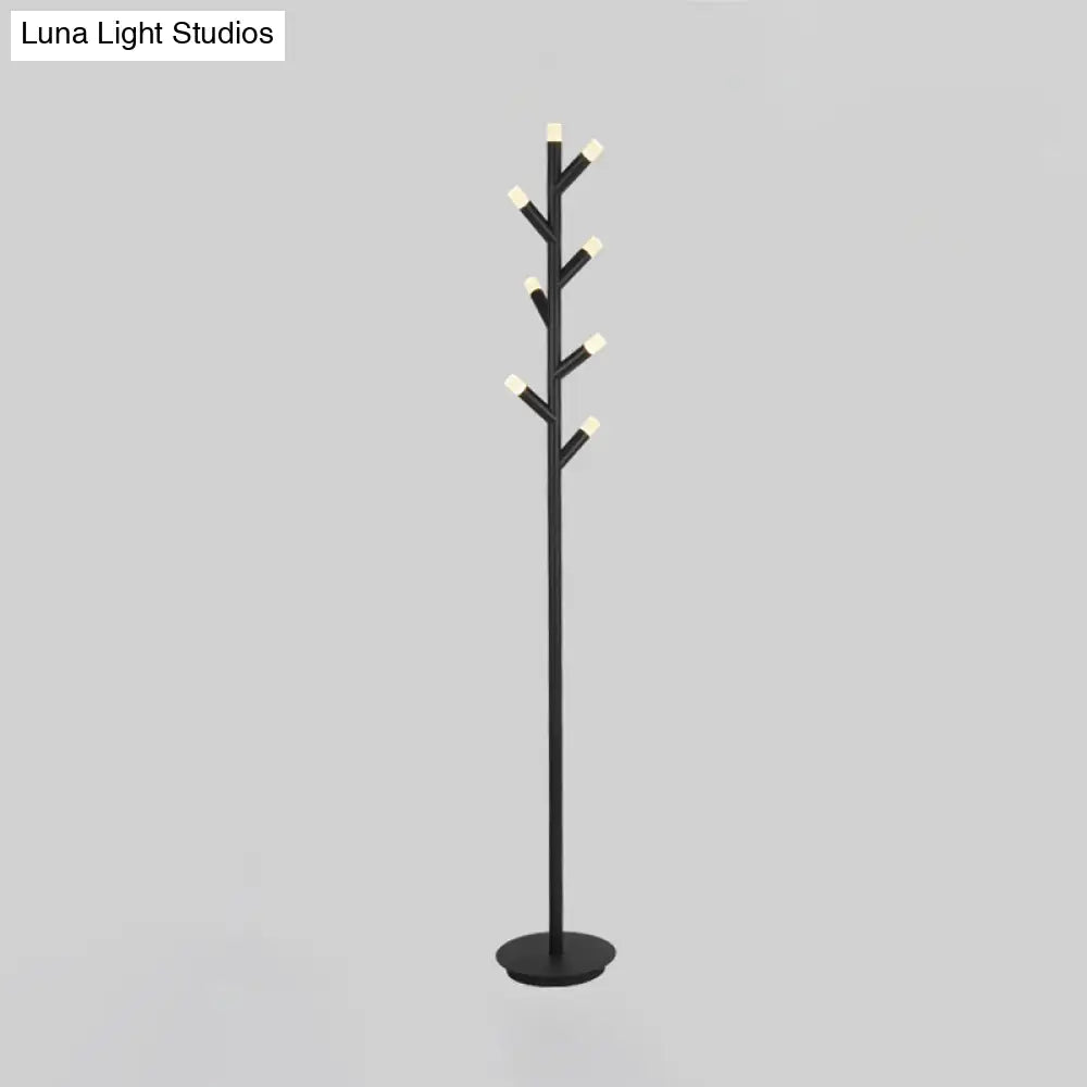 Modern Metal Tree Shape Floor Reading Lamp Black/Coffee Led Standing Light For Study Room