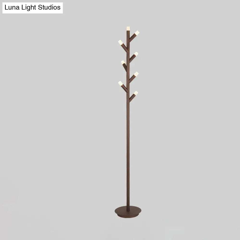 Modern Metal Tree Shape Floor Reading Lamp Black/Coffee Led Standing Light For Study Room