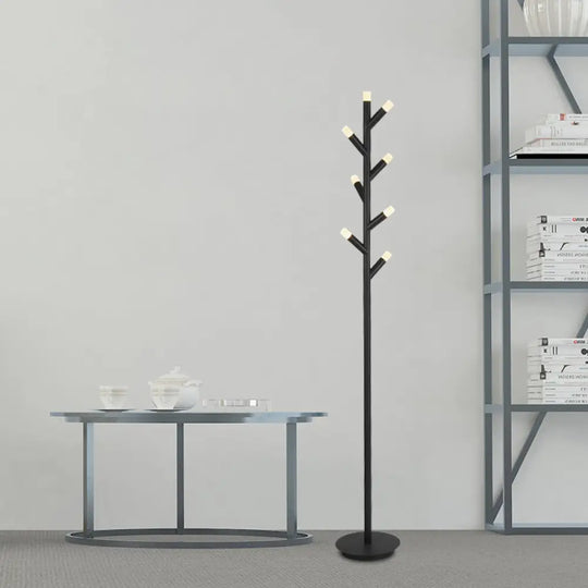 Modern Metal Tree Shape Floor Reading Lamp Black/Coffee Led Standing Light For Study Room Black