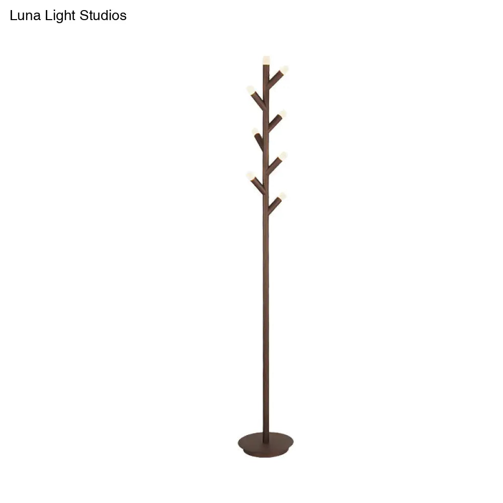 Modern Metal Tree Shape Floor Reading Lamp Black/Coffee Led Standing Light For Study Room