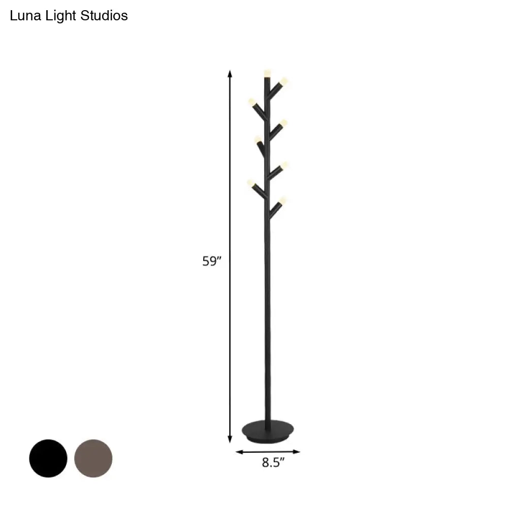 Modern Metal Tree Shape Floor Reading Lamp Black/Coffee Led Standing Light For Study Room