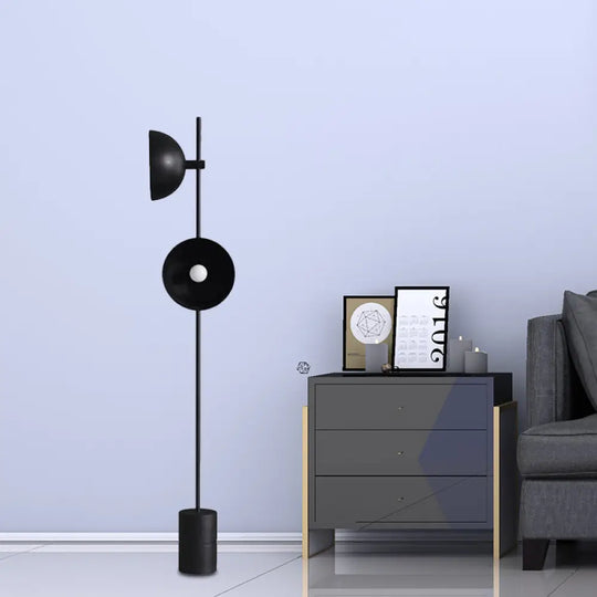 Modern Metal Trumpet Floor Lamp With 2 Heads - Black