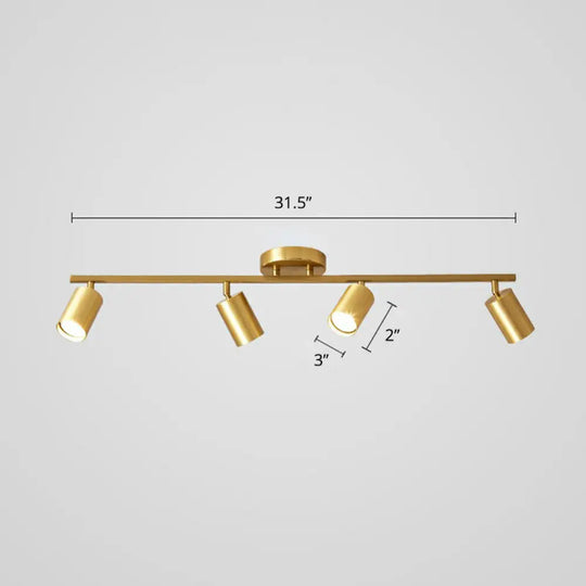 Modern Metal Tube Track Lamp - Ceiling Spotlight For Clothing Store 4 / Gold