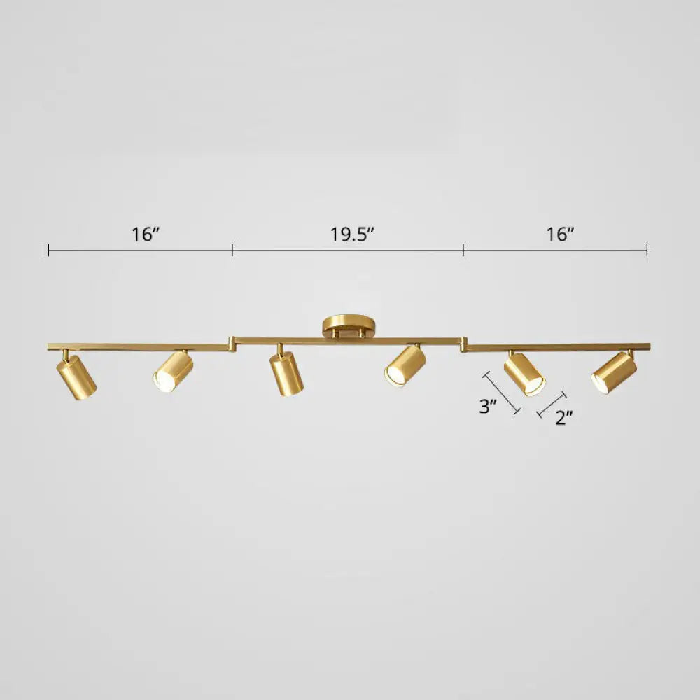 Modern Metal Tube Track Lamp - Ceiling Spotlight For Clothing Store 6 / Gold