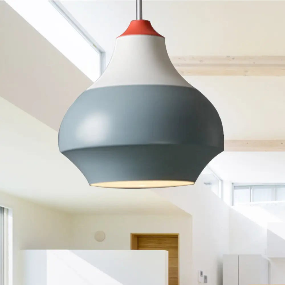 Modern Metal Urn Pendant Light - 1 Grey/White/Green Ideal For Bedroom Grey