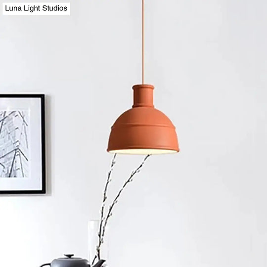 Modern Metal Urn Pendant Light – Stylish Red Ceiling Lamp For Dining Room