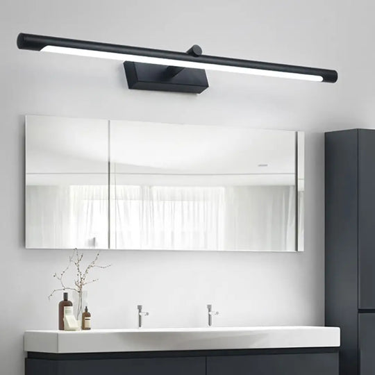 Modern Metal Vanity Wall Sconce With Led Lighting White/Black Finish In Various Widths And Light