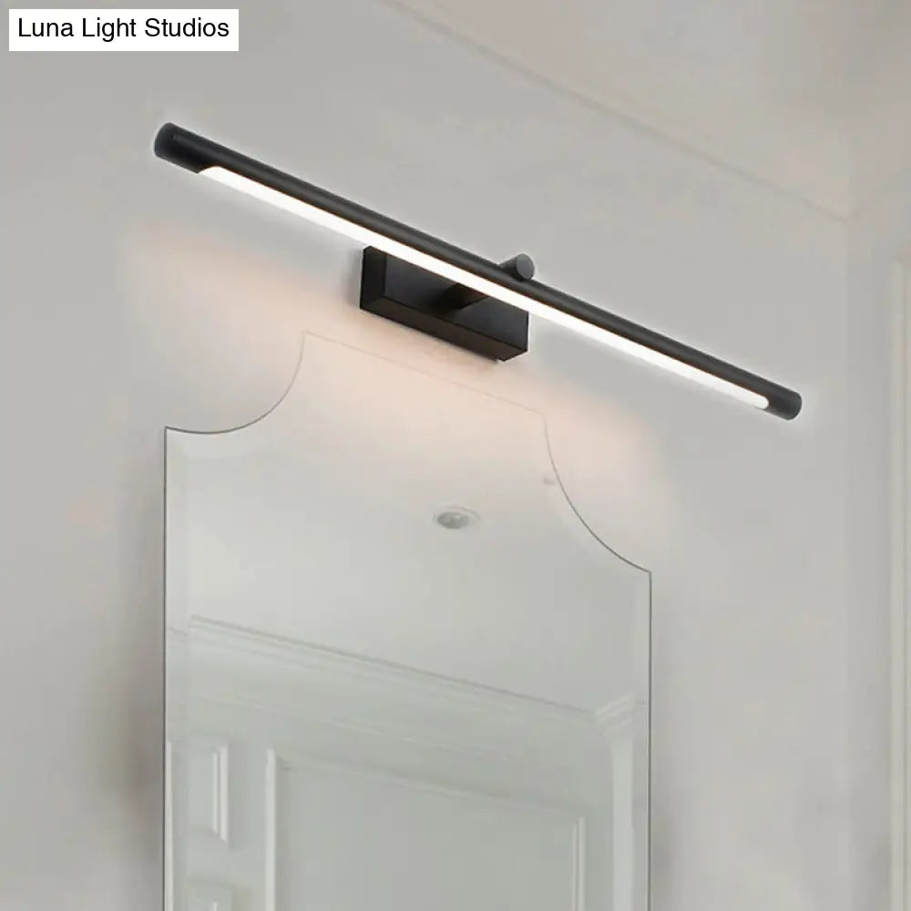 Modern Metal Vanity Wall Sconce With Led Lighting White/Black Finish In Various Widths And Light