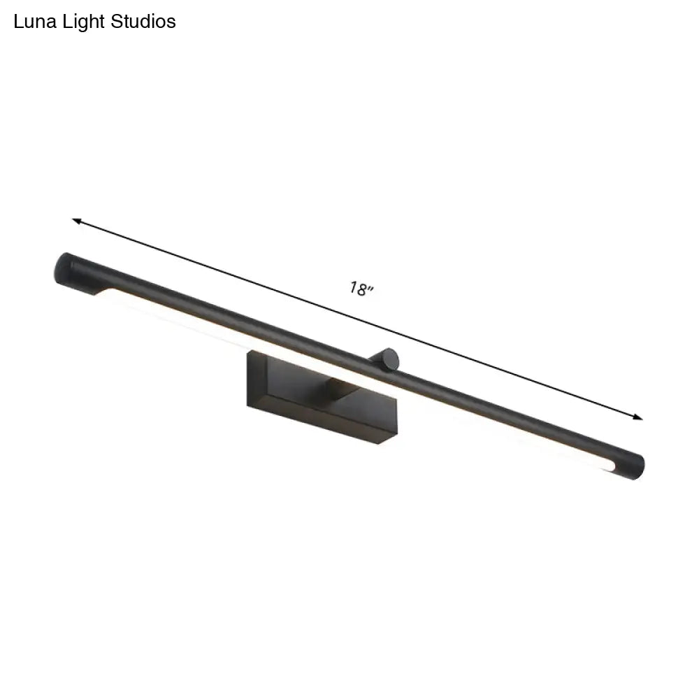 Modern Metal Vanity Wall Sconce With Led Lighting White/Black Finish In Various Widths And Light