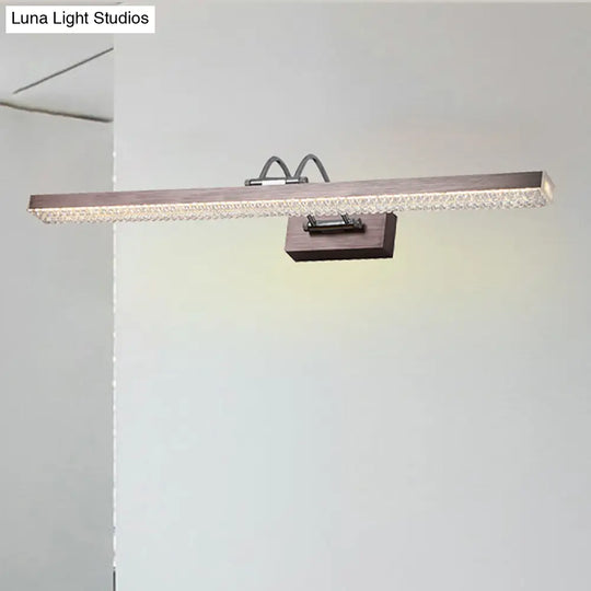 Modern Metal Vanity Wall Sconce With Led Lights - Curved Arm 3 Gears 16.5/28/22.5 Wide In