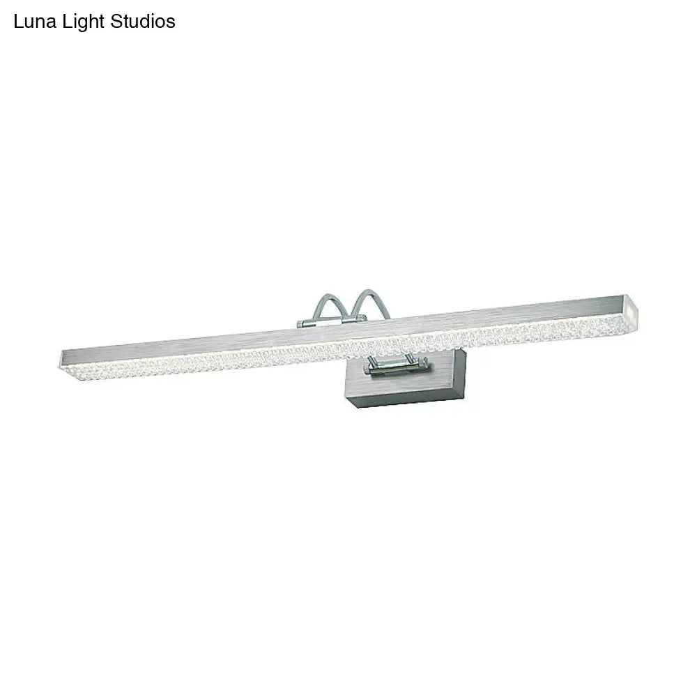 Modern Metal Vanity Wall Sconce With Led Lights - Curved Arm 3 Gears 16.5/28/22.5 Wide In